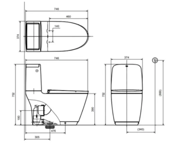 Bồn Cầu INAX ACT-832VN 2 Khối Xả Cảm ứng