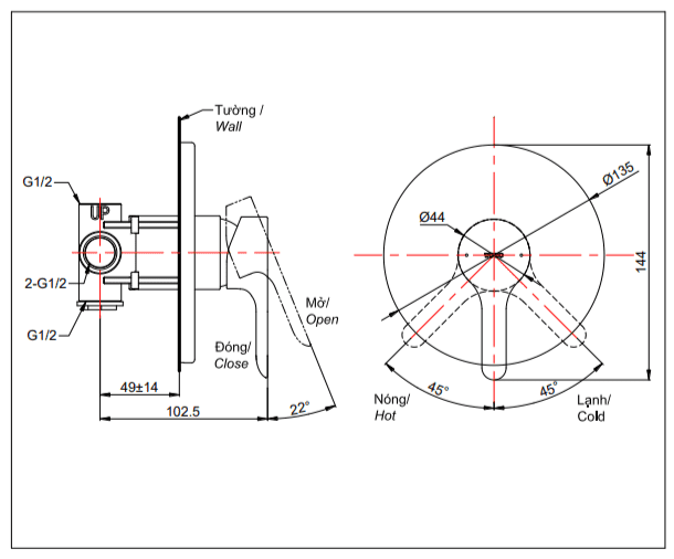 Van Điều Chỉnh Nóng Lạnh TOTO TBS01303B