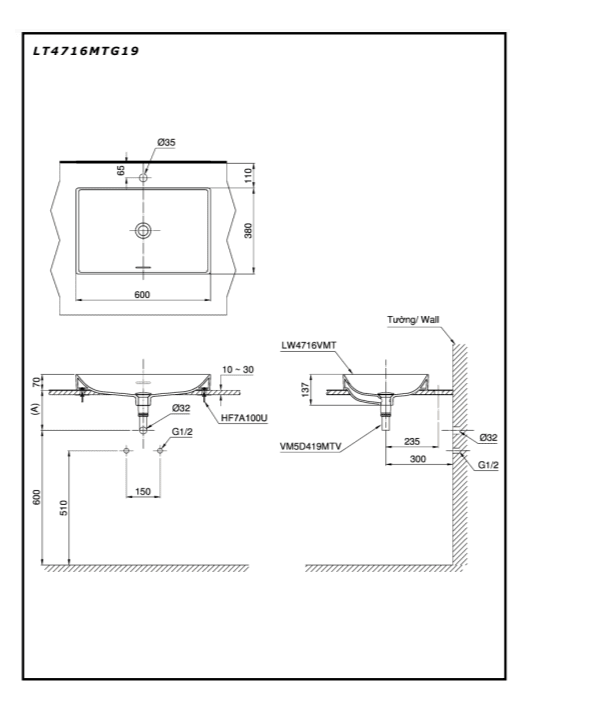 Chậu Rửa Mặt TOTO LT4716MTG19#CMW Đặt Bàn Trắng Mờ