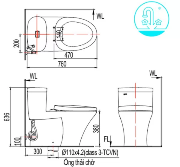 Bồn Cầu INAX AC-959VAN (AC959VAN) 1 Khối Aqua Ceramic