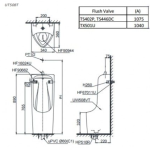 Bồn Tiểu Nam TOTO UT508T#XW Đặt Sàn