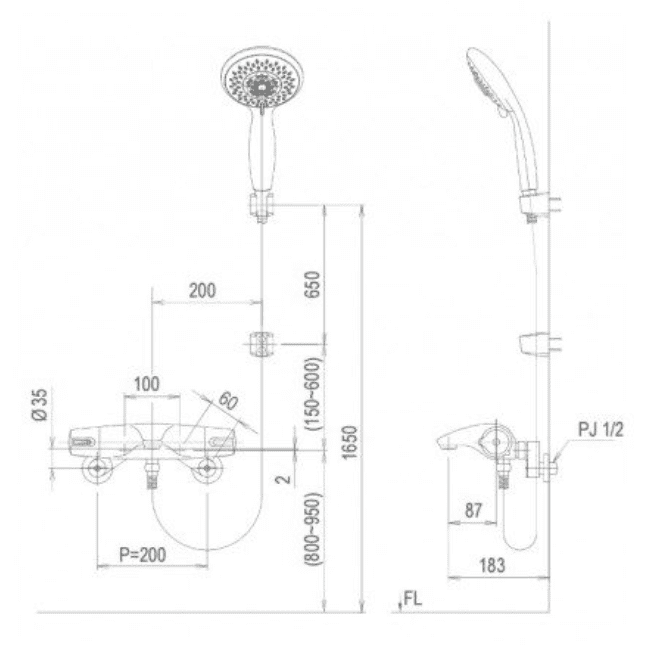 Vòi Sen Tắm INAX BFV-5103T-3C Nhiệt Độ