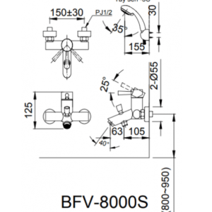 Vòi Sen Tắm INAX BFV-8000S-5C Nóng Lạnh