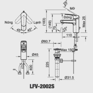 Vòi Lavabo INAX LFV-2002S Nóng Lạnh