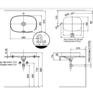 Chậu Rửa Lavabo INAX AL-642V Đặt Bàn Aqua Ceramic