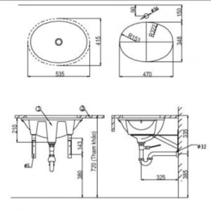 Chậu Rửa Lavabo INAX L-2293V Âm Bàn