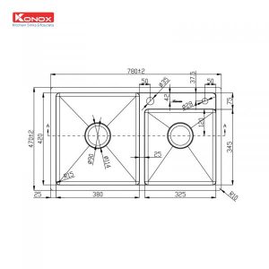 Chậu Rửa Chén KONOX KN7847DO 2 Hộc