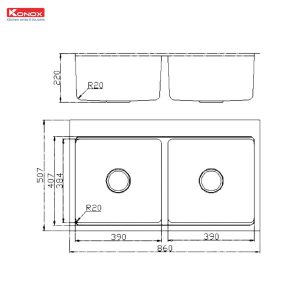 Chậu Rửa Chén KONOX KN8651TD Dekor 2 Hộc Inox