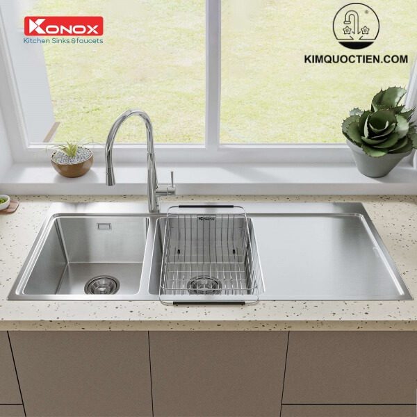Mẫu bồn rửa chén 1160 lắp nổi với phần gờ mài nhẵn an toàn cho người dùng