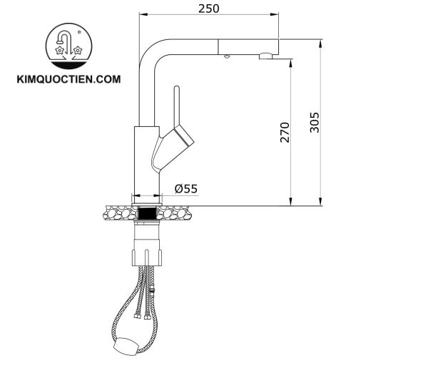 Vòi Rửa Chén KONOX Artan Nickel Dây Rút chính hãng