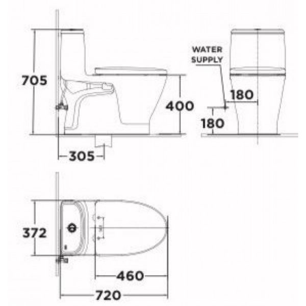 Bồn Cầu American Standard VF-1863 1 Khối LOVEN Xả Xoáy Kép