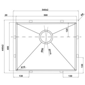 Bản vẽ kỹ thuật Chậu rửa chén Hafele HS21-SSN1S60P 567.94.070 chống ăn mòn, độ bền cao