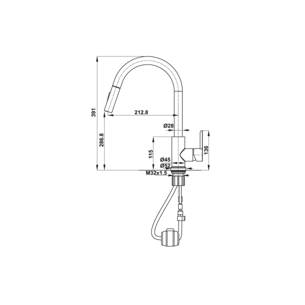 Vòi Rửa Chén HAFELE HT21-CH1P287 577.55.230 Nóng Lạnh Có Dây Rút