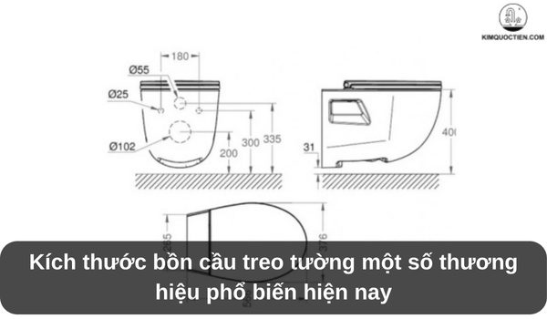 kích thước bồn cầu treo tường