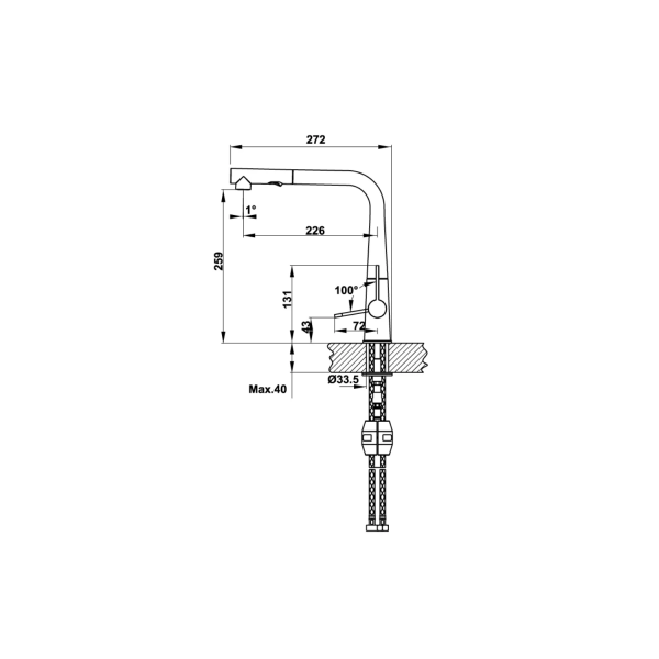 Vòi Rửa Chén HAFELE HT20-GH1P259 570.82.300 Nóng Lạnh Có Dây Rút Màu Đen