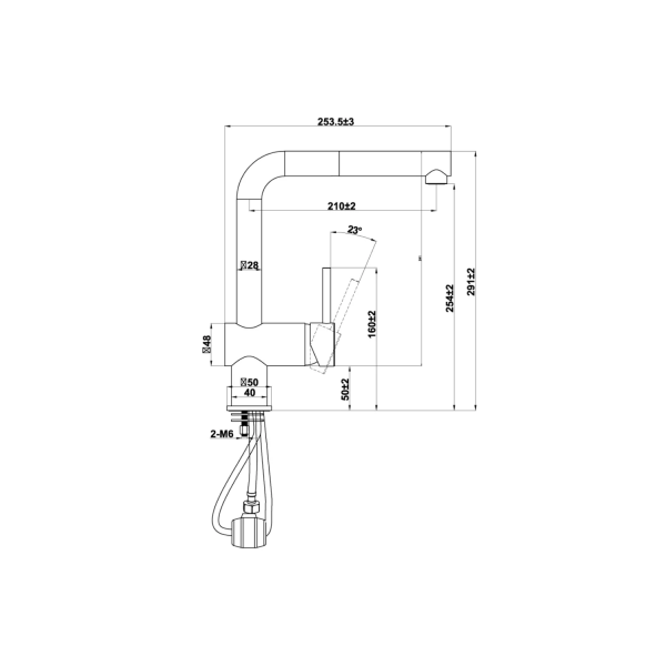 Vòi Rửa Chén HAFELE HT21-GH1P250 577.55.390 Nóng Lạnh Có Dây Rút Màu Đen