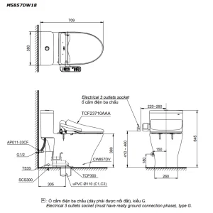Bản vẽ kỹ thuật TOTO MS857DW18