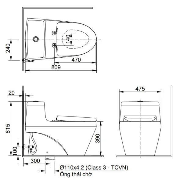 Bồn cầu một khối INAX AC-1035+CW-H17VN
