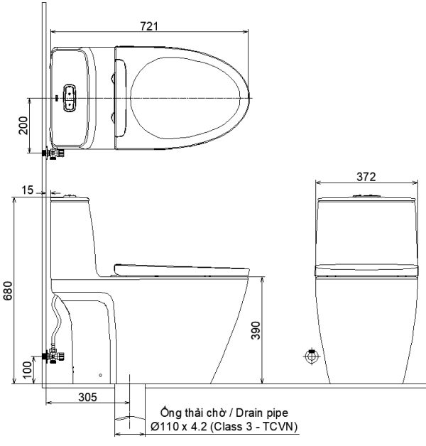 Bồn cầu một khối INAX ACT-902+CW-H18VN