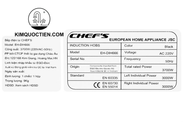 bếp từ chefs dih666