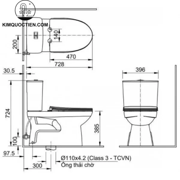 Bồn cầu hai khối INAX C-514A+CW-H17VN