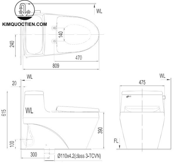 Bồn cầu một khối INAX AC-1135+CW-H20VN