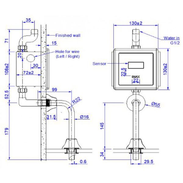 Van xả tiểu tự động INAX OKUV-30SM-0.5
