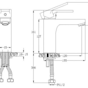 Bản vẽ kỹ thuật Vòi lavabo Caesar nóng lạnh BT BT570CU