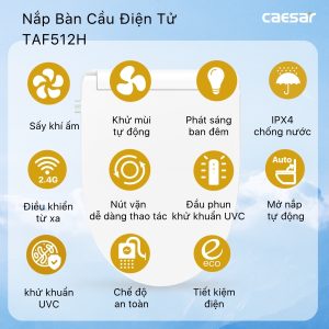 Bồn cầu 1 khối nắp điện tử Caesar C1391F/TAF512H