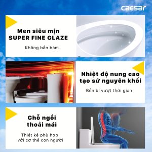 Bồn cầu 2 khối nắp cơ Caesar CD1338/TAF060