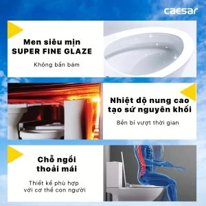 Bồn cầu 2 khối nắp cơ Caesar CD1340/TAF060