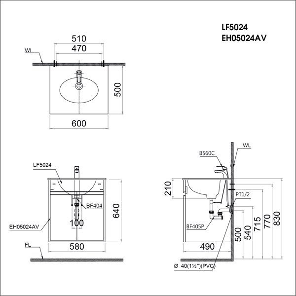 Tủ lavabo Caesar cabinet EH15024AV