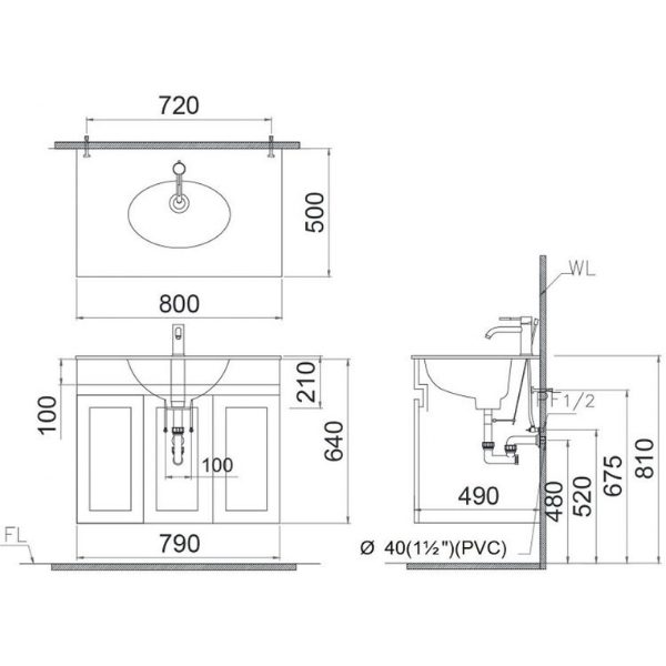 Tủ lavabo Caesar cabinet EH15026AV