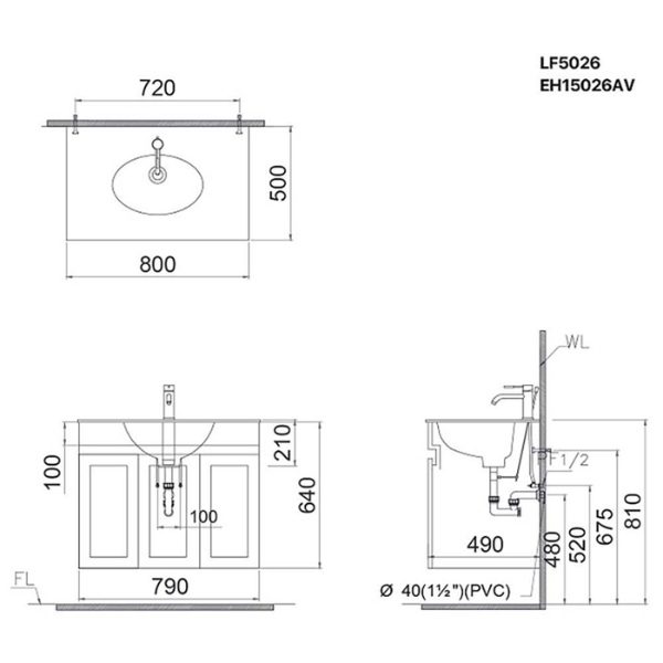 Tủ lavabo Caesar cabinet EH15026AW7V