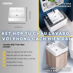 Bộ tủ lavabo Caesar LF5261+EH05261AW7V