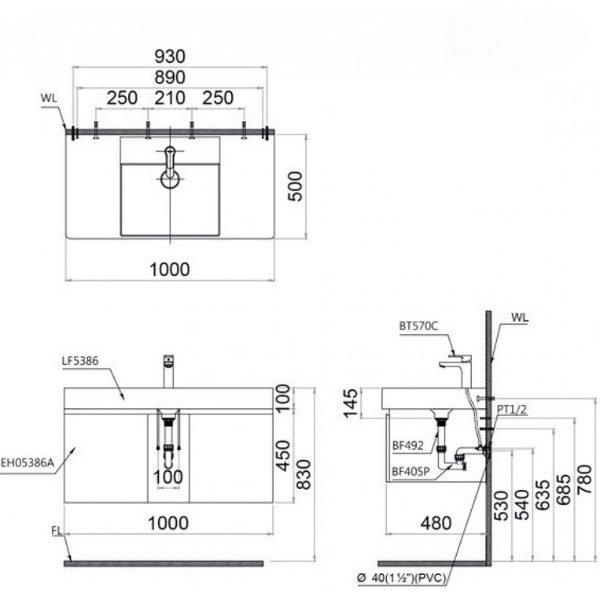 Bộ tủ lavabo Caesar LF5386/EH05386AV