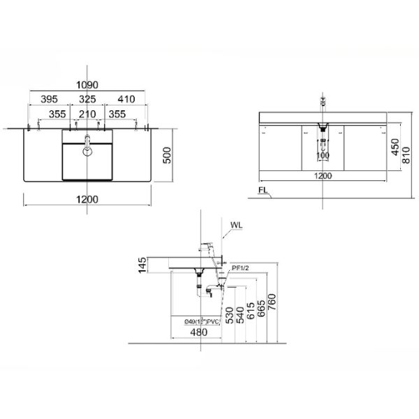 Bộ tủ lavabo Caesar LF5388/EH05388DWV