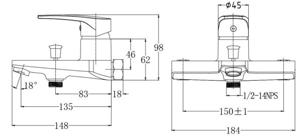 Bản vẽ kỹ thuật Sen tắm Caesar nóng lạnh S393CR