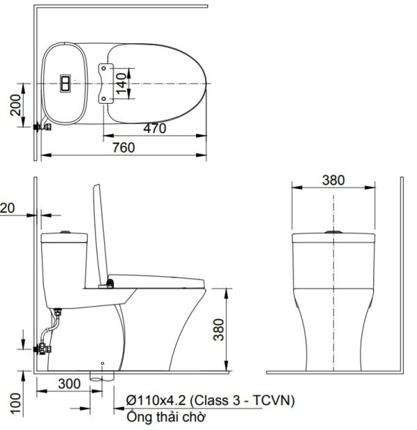 Bồn cầu nắp điện tử INAX C-504A+CW-H18VN