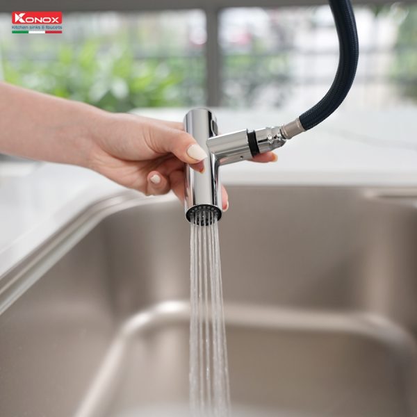 Vòi rửa bát dây rút Volta Nickel