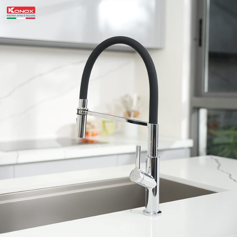 Vòi rửa bát thân mềm Tema Chrome