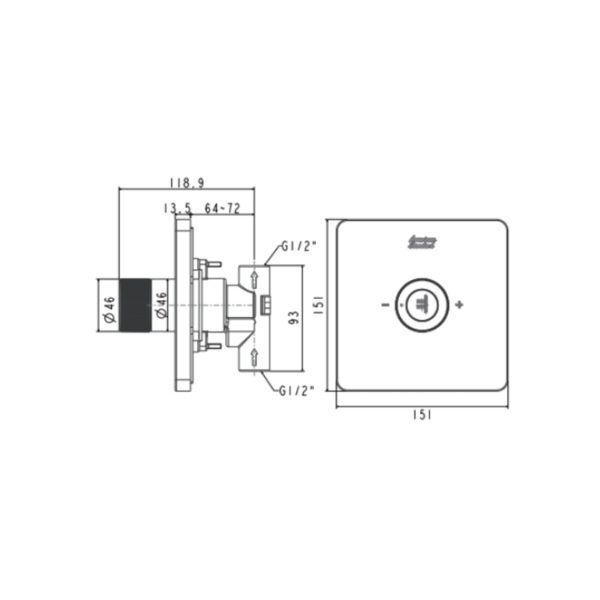 Nút điều chỉnh sen âm tường American Standard FFAS0927MB