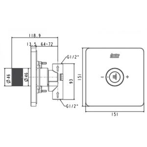Bản vẽ Nút điều chỉnh thân vòi sen EasySET American Standard FFAS0927WS
