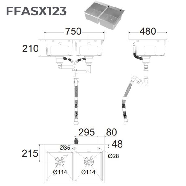 Chậu rửa bát American Standard FFASX123 hai hố