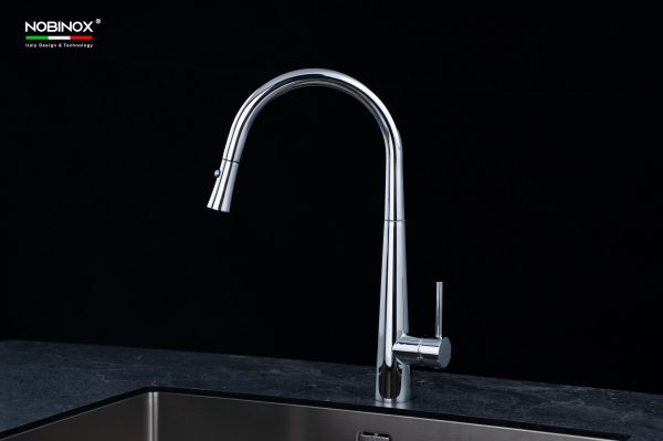 Vòi rửa chén NOBINOX LOTUS 640 dây rút nóng lạnh