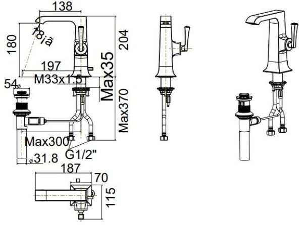 Vòi lavabo nóng lạnh American Standard WF-1601