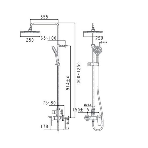 Vòi sen cây American Standard WF‑1772HG nóng lạnh