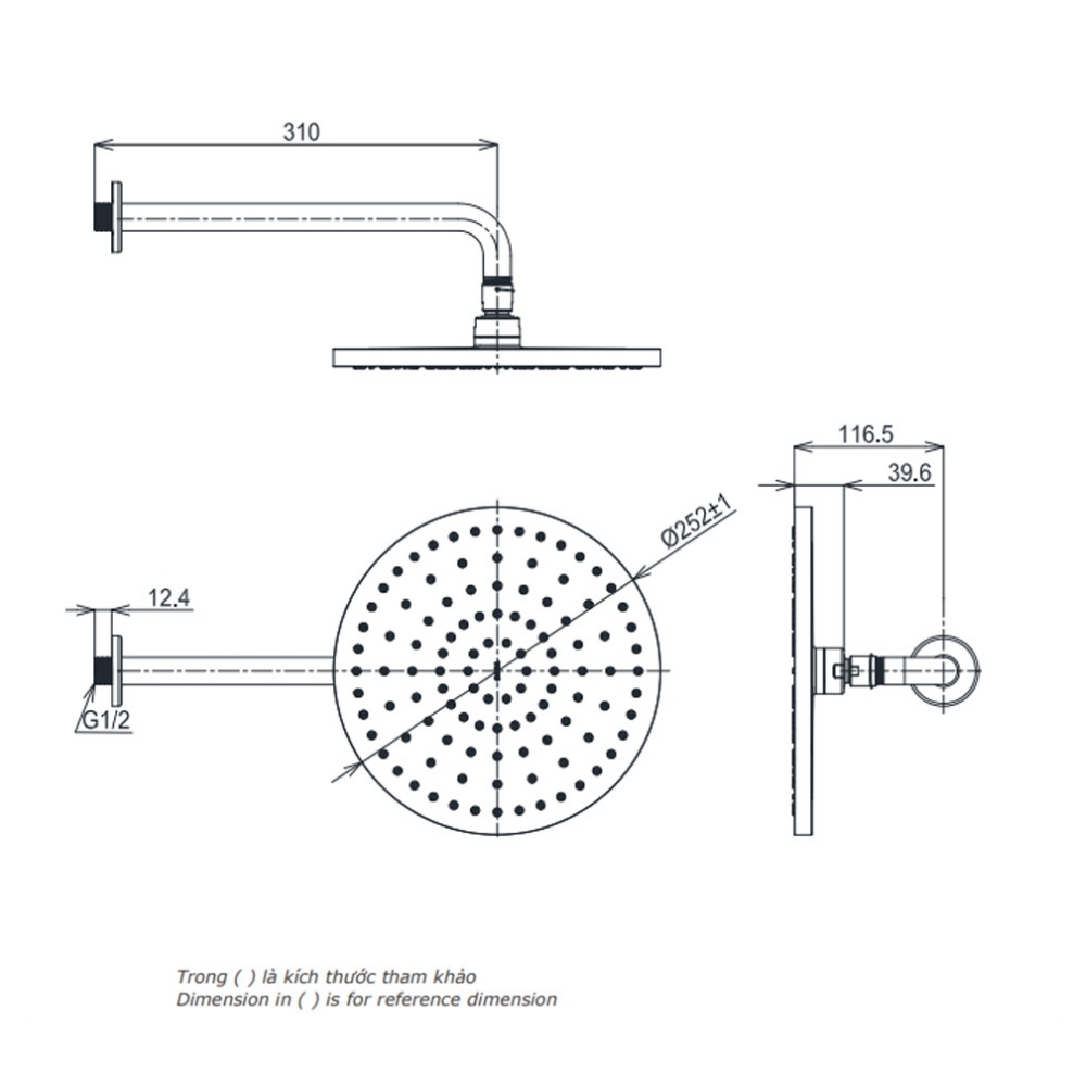 Bát sen TOTO TBW10000V gắn tường dáng tròn 252mm