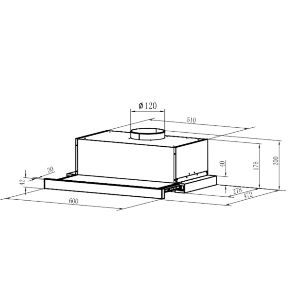 Bản vẽ kỹ thuật Máy hút mùi Hafele HC-T603B 533.86.811 âm tủ