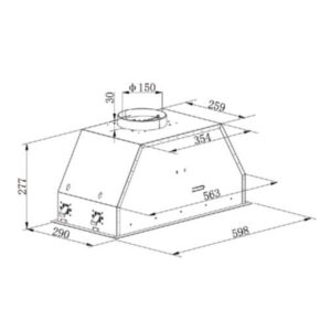 Bản vẽ kỹ thuật Máy hút mùi Hafele HC-B6031B 533.87.796 âm tủ